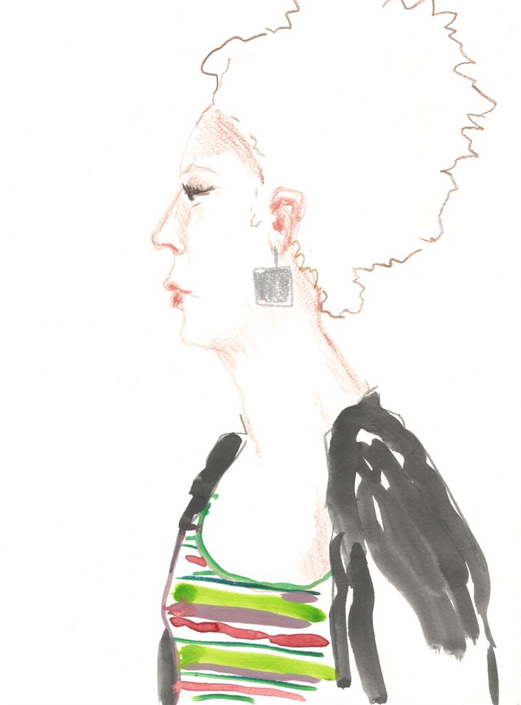 Profil Frau mit Ohrringe Artwork Silke MAURITIUS